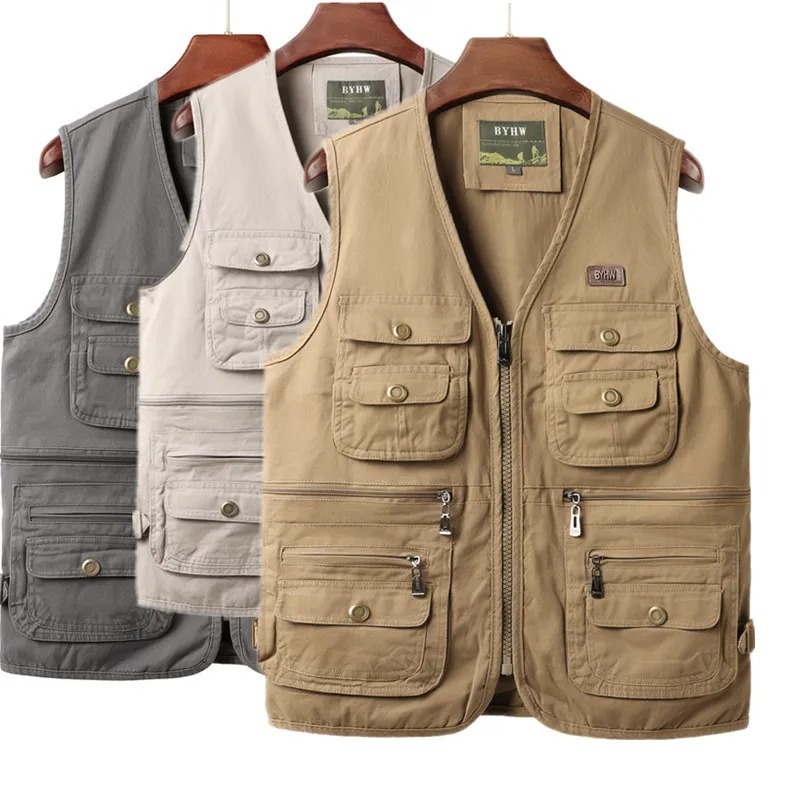 Safari Outdoor Hunting Jackets - Męska kamizelka z wieloma kieszeniami, bezrękawnik,