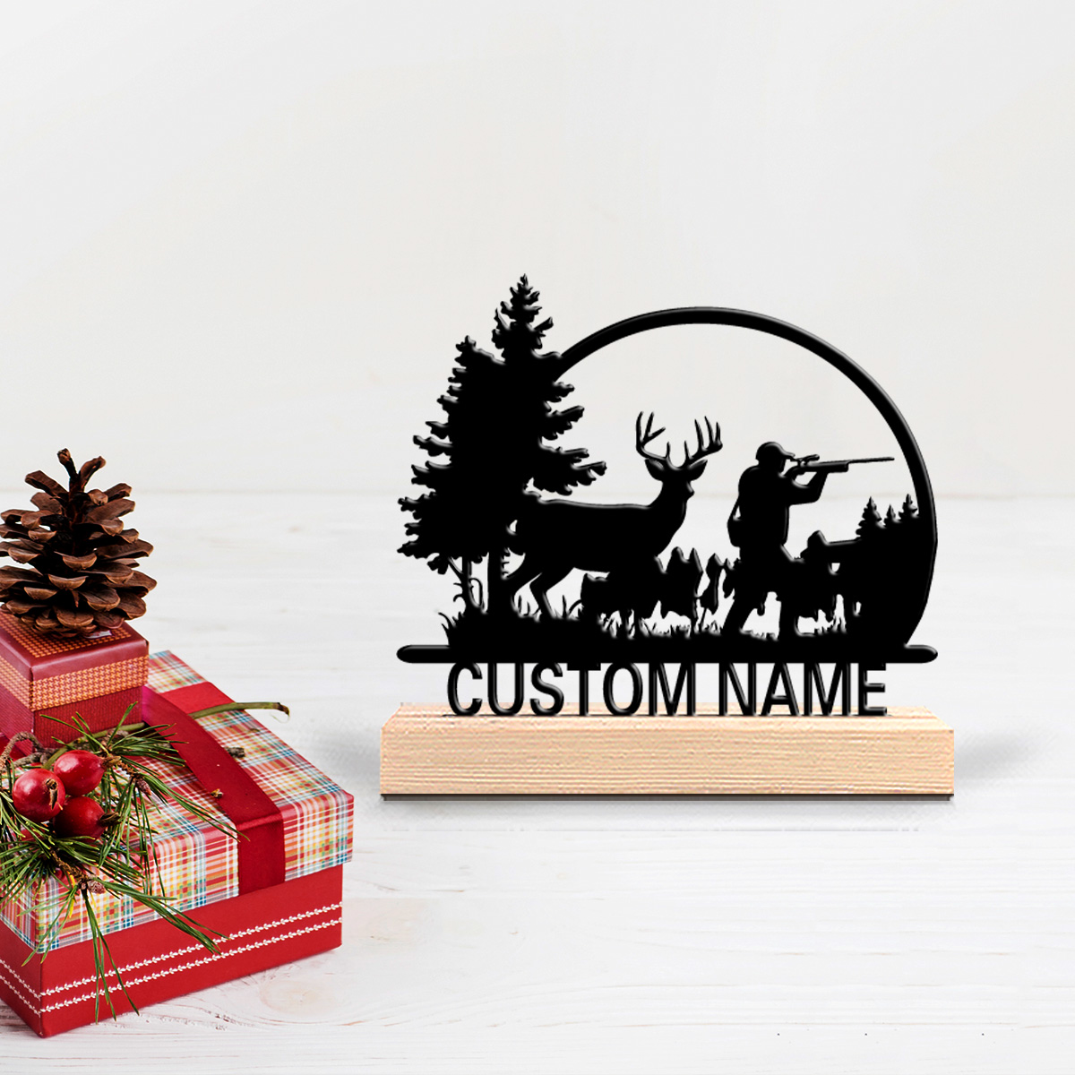 Hunting Outdoor Christmas Decorations - 1 szt. Modna, personalizowana, metalowa statuetka