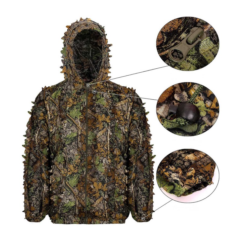 Strój kamuflażowy 3D z liśćmi, – Outdoor Hunting Photography recenzja i cena